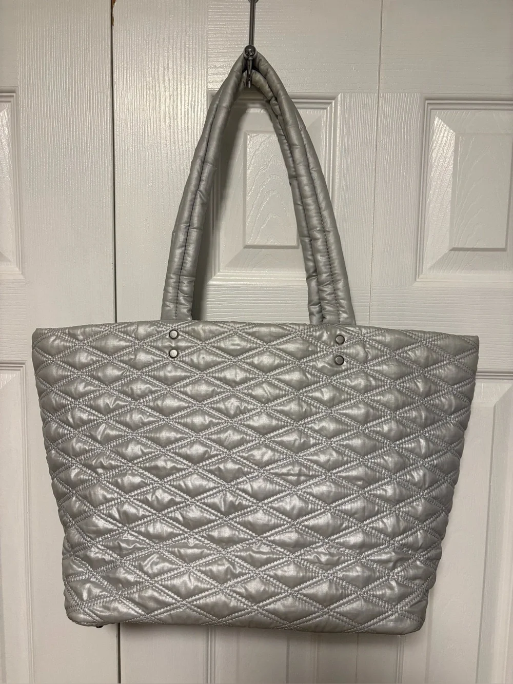 Baggallini Quilted Metallic Silver Tote Bag